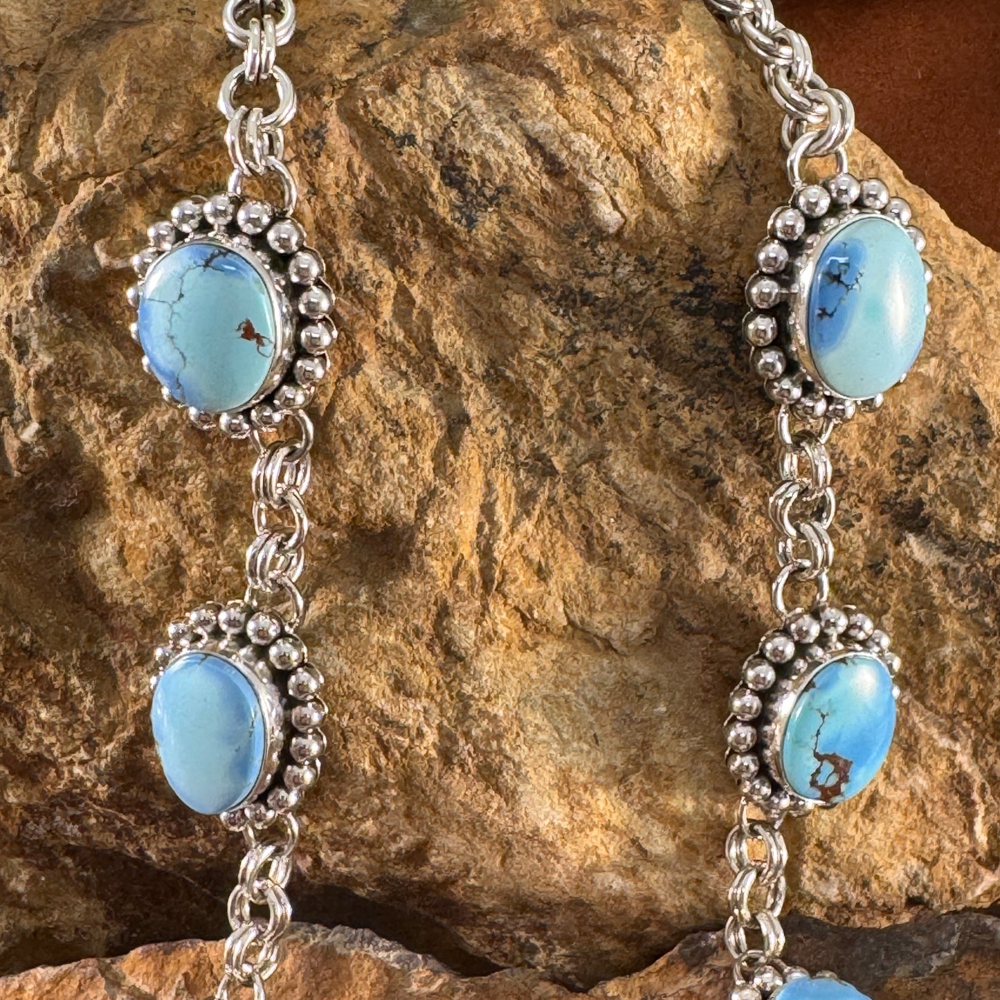 Golden Hills Turquoise Sterling Silver Necklace by Artie Yellowhorse