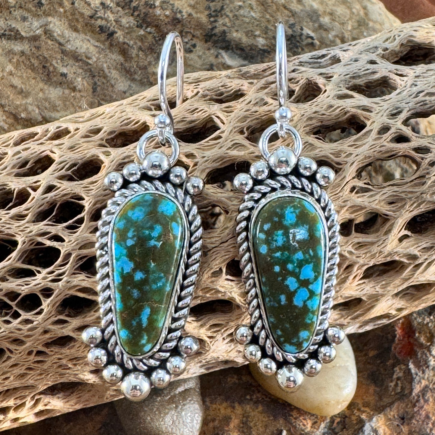 Kingman Turquoise Drop Earrings by Artie Yellowhorse