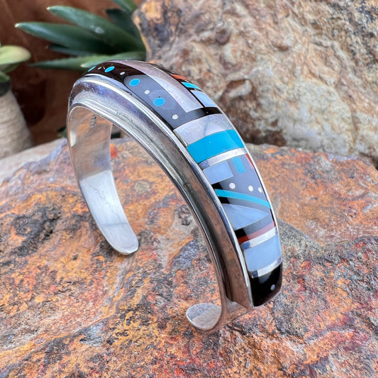 Vintage - H. Smith Navajo Night Sky Stargazer Channel Inlay Cuff Bracelet - Estate