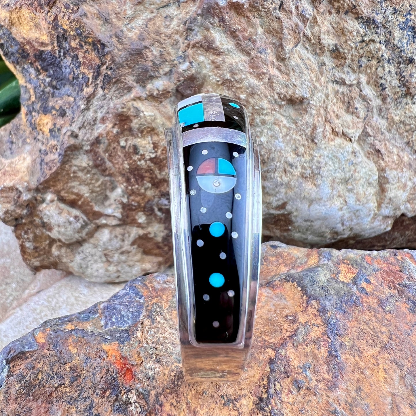 Vintage - H. Smith Navajo Night Sky Stargazer Channel Inlay Cuff Bracelet - Estate
