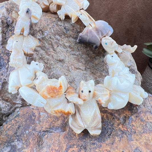 Vintage Hand-carved Fetish Bear Necklace — Estate