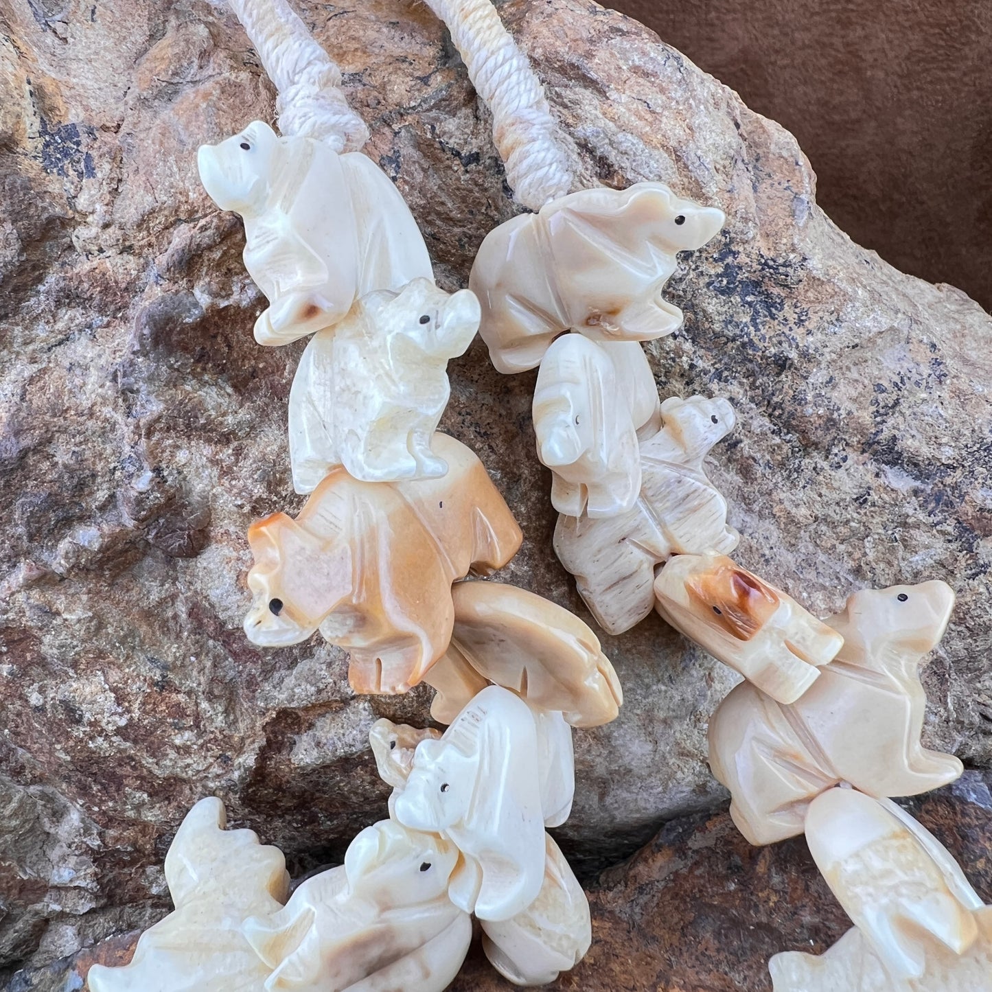 Vintage Hand-carved Fetish Bear Necklace — Estate
