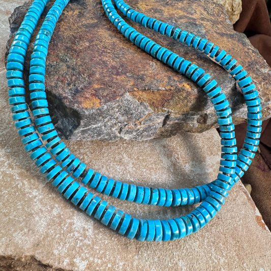 Double-Strand Kingman Turquoise Heishi Necklace by Nestoria Coriz