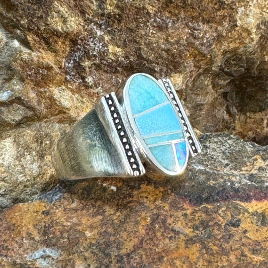 David Rosales Amazing Light Inlaid Sterling Silver Ring