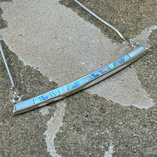 David Rosales Amazing Light Inlaid Sterling Silver Necklace