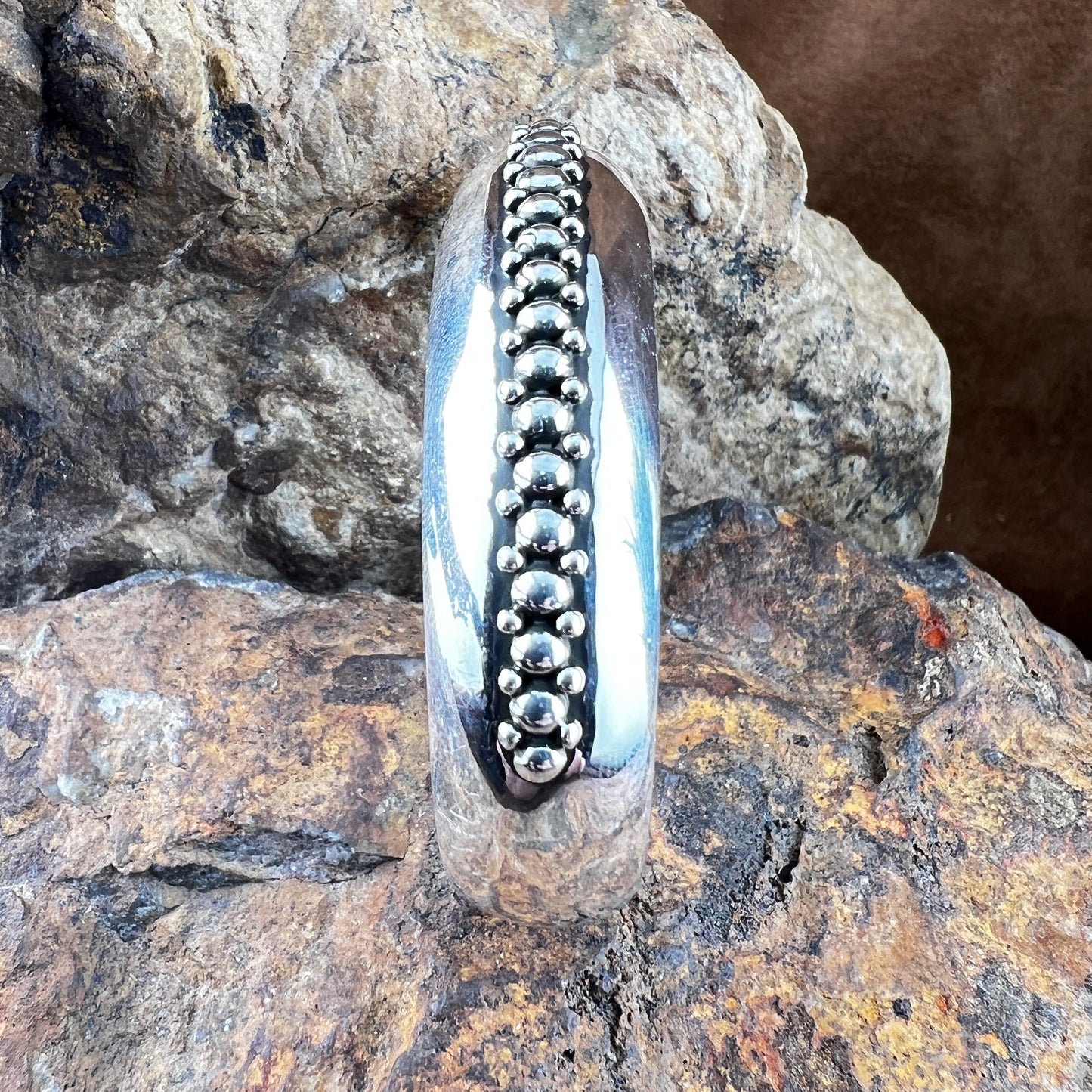 Sterling Silver Beaded Cuff Bracelet by Ray Coriz