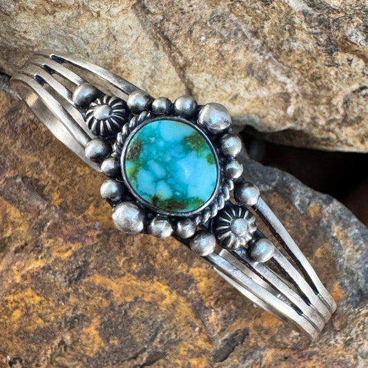 Sonoran Gold Turquoise Sterling Silver Bracelet by Ray Coriz