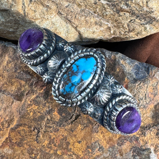 Sugilite and Gober Turquoise Cuff Bracelet by Billy Jaramillo