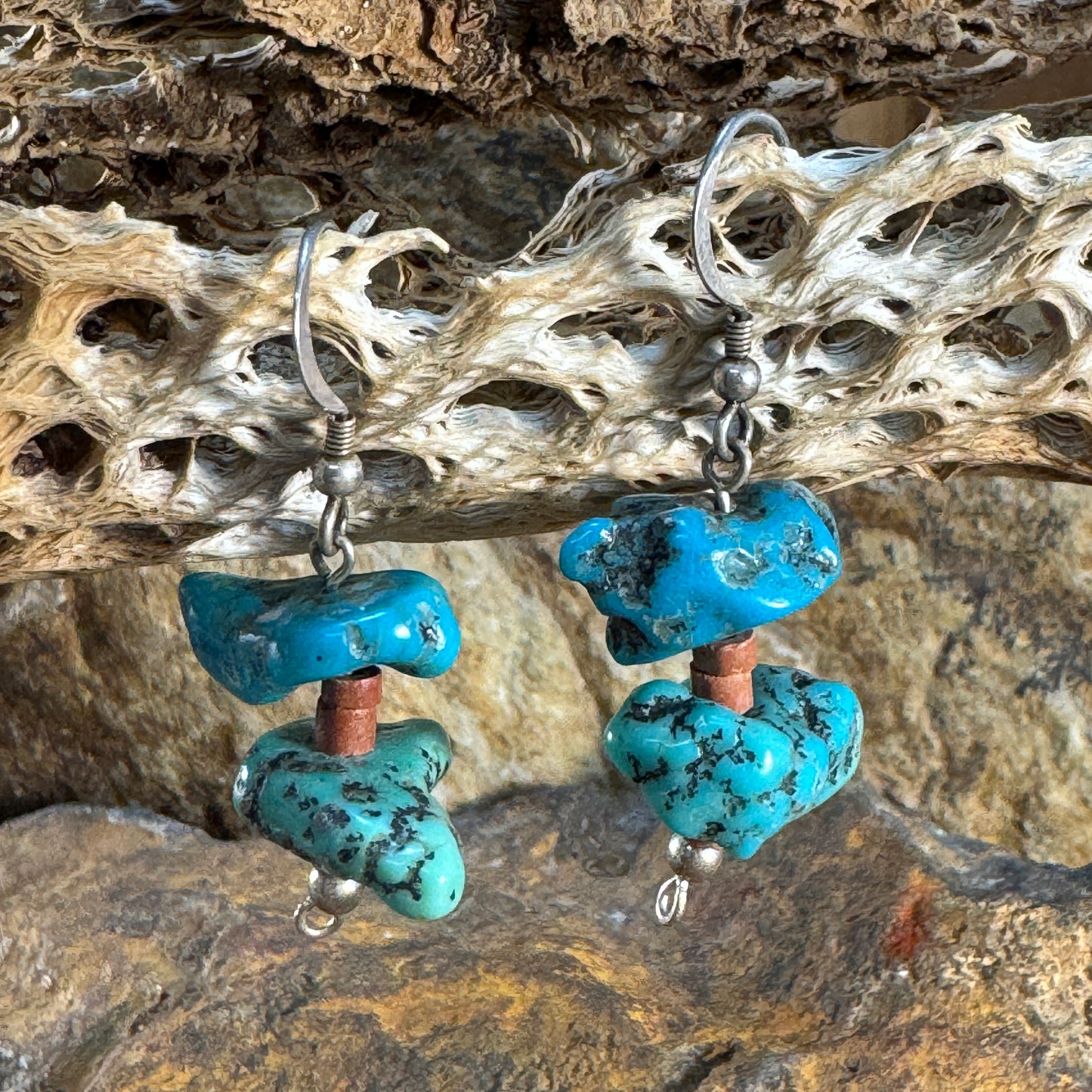Vintage - Turquoise Nugget Dangle Earrings – Estate