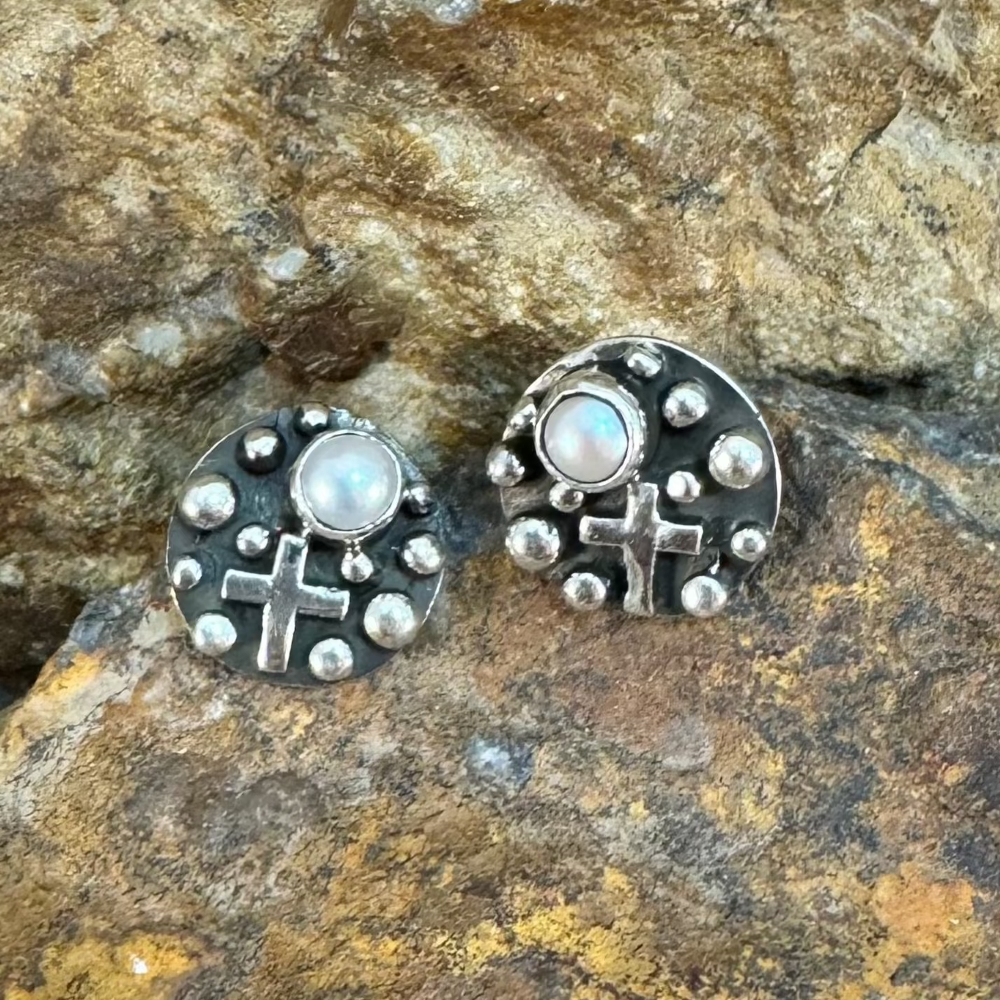 Million Drops Fresh Water Pearl Sterling Silver Post Earrings by Akee Douglas