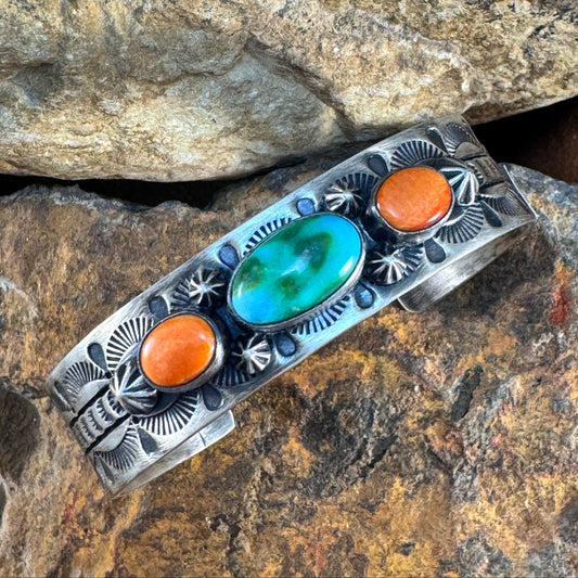 Sonoran Gold Turquoise & Spiny Oyster Shell Cuff Bracelet by Murphy Platero