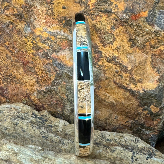 David Rosales Turquoise Creek Inlaid Sterling Silver Bracelet