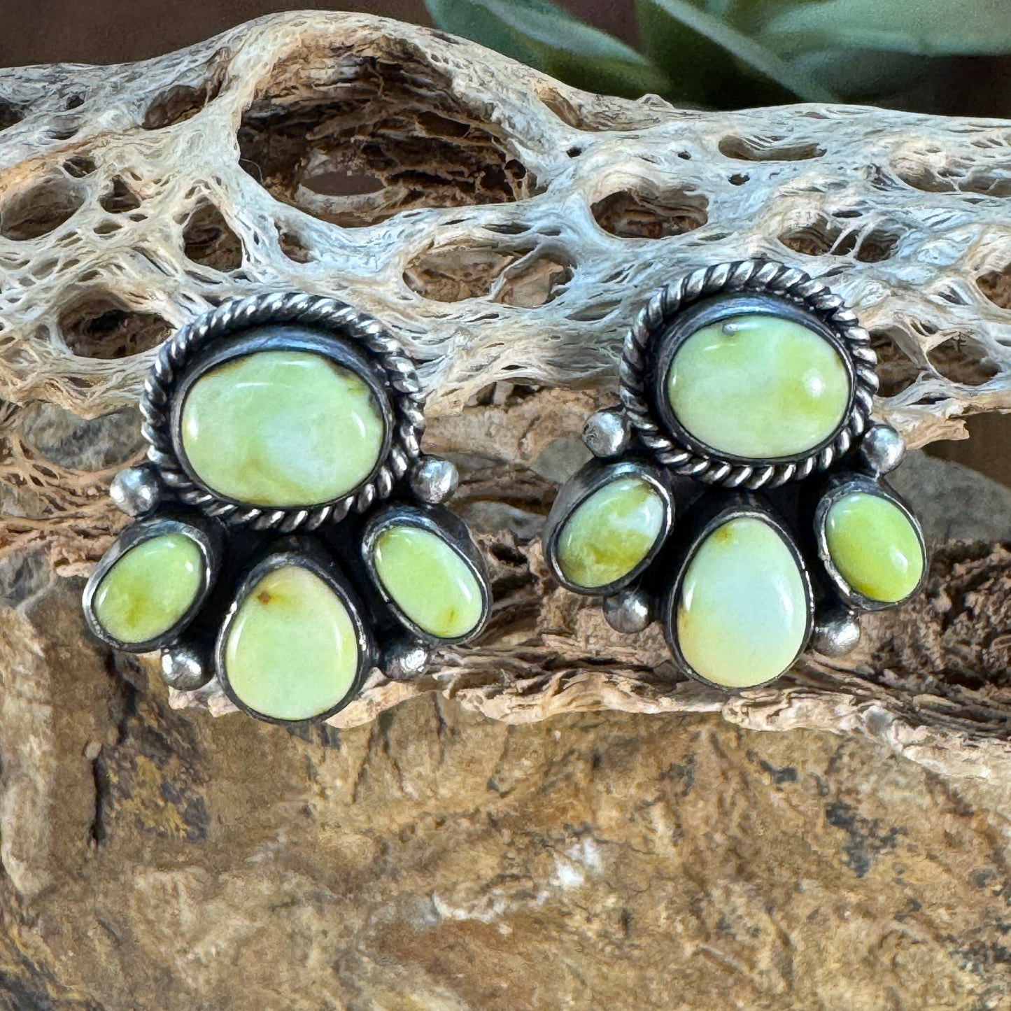 Palomino Cluster Earrings in Sterling Silver by Angela Martin