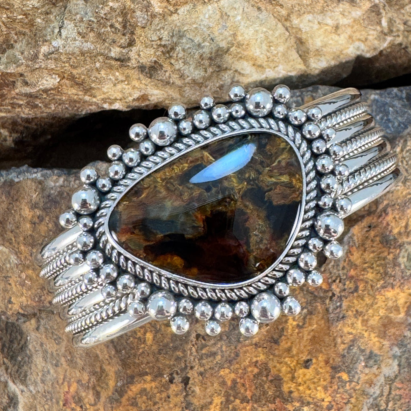 Pietersite Cluster Cuff Bracelet by Artie Yellowhorse