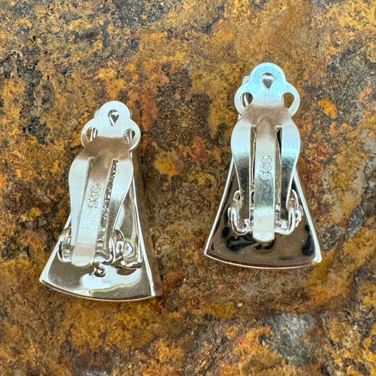 David Rosales Amazing Light Inlaid Sterling Silver Earrings Clip