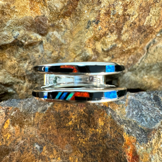 David Rosales Red Moon Inlaid Sterling Silver Ring