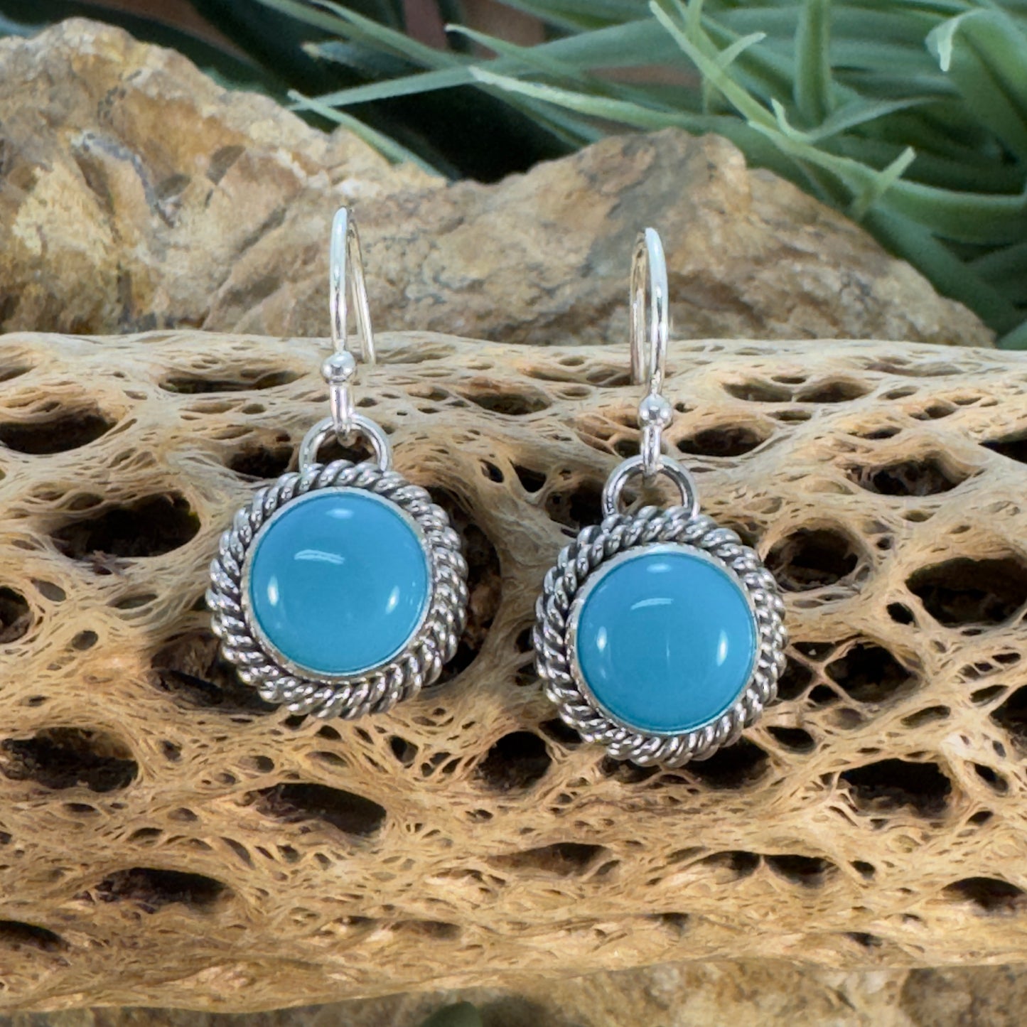 Sleeping Beauty Turquoise Earrings by Artie Yellowhorse