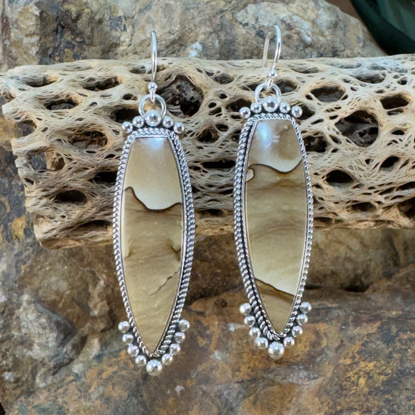 Golden Deschutes Picture Jasper Earrings by Artie Yellowhorse
