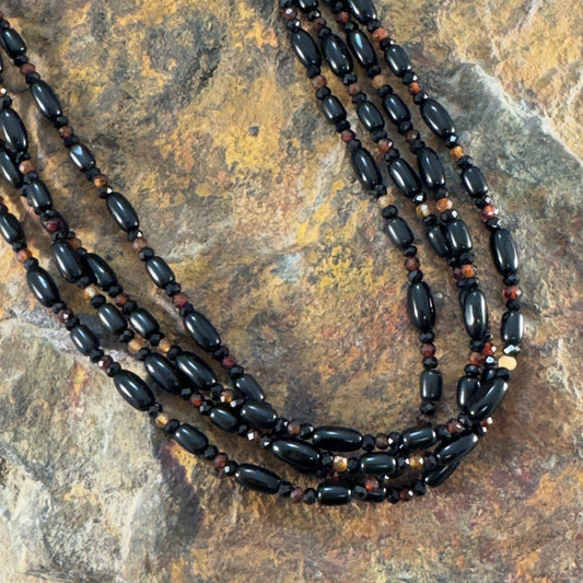 Black Onyx & Garnet Beaded Necklace by Artie Yellowhorse