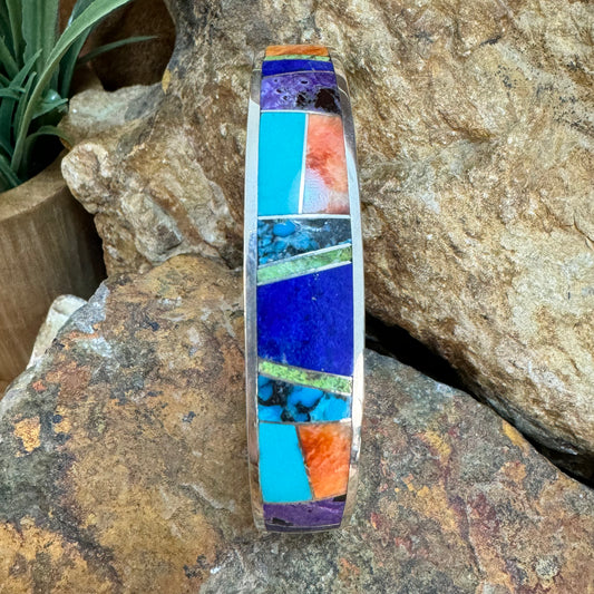 David Rosales Indian Summer Fancy Inlaid Sterling Silver Bracelet