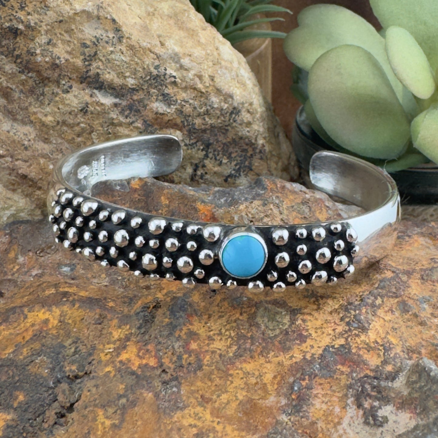 Million Drops Sleeping Beauty Turquoise Sterling Silver Cuff Bracelet by Ray Coriz