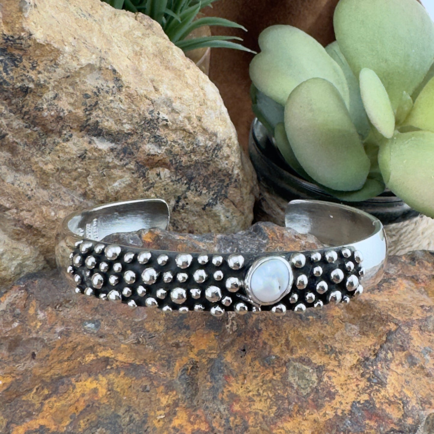 Million Drops Fresh Water Pearl Sterling Silver Cuff Bracelet by Ray Coriz