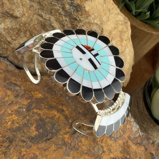 Zuni Sunface Inlay Cuff Bracelet by Vivianita Booqua