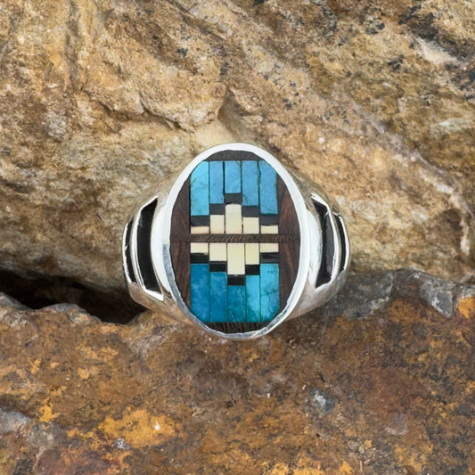 David Rosales Ironwood Inlaid Sterling Silver Ring