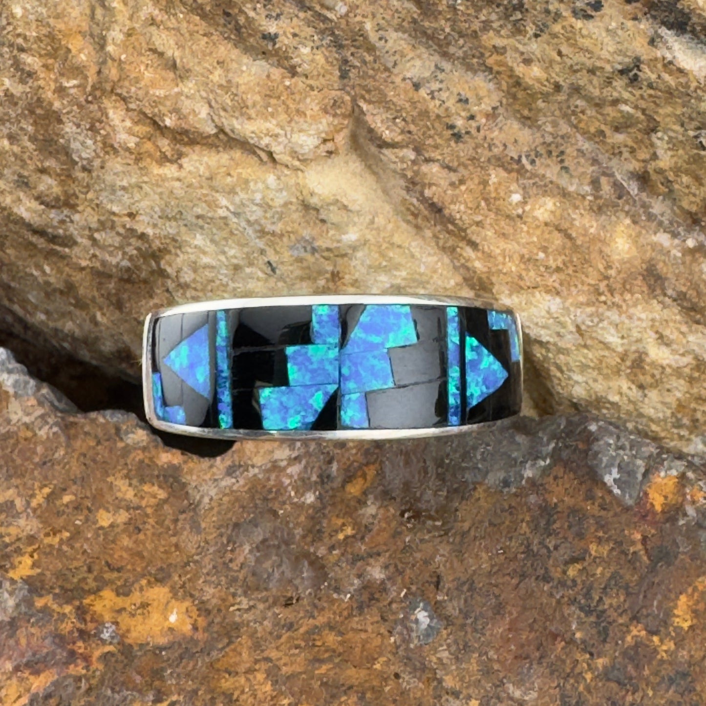 David Rosales Black Beauty Inlaid Sterling Silver Ring