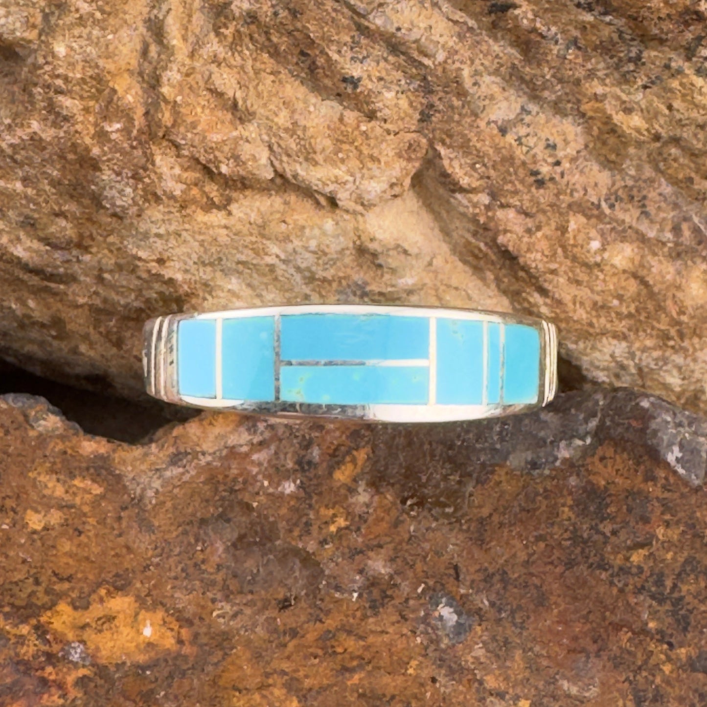 David Rosales Arizona Blue Inlaid Sterling Silver Ring
