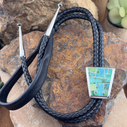 David Rosales Sonoran Gold Turquoise Sterling Silver Bolo Tie