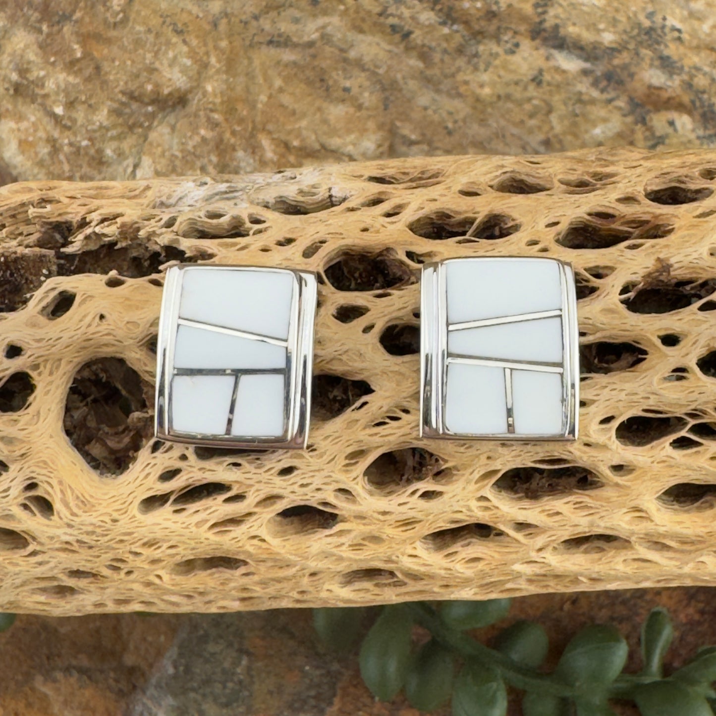 David Rosales Pristine Inlaid Sterling Silver Earrings