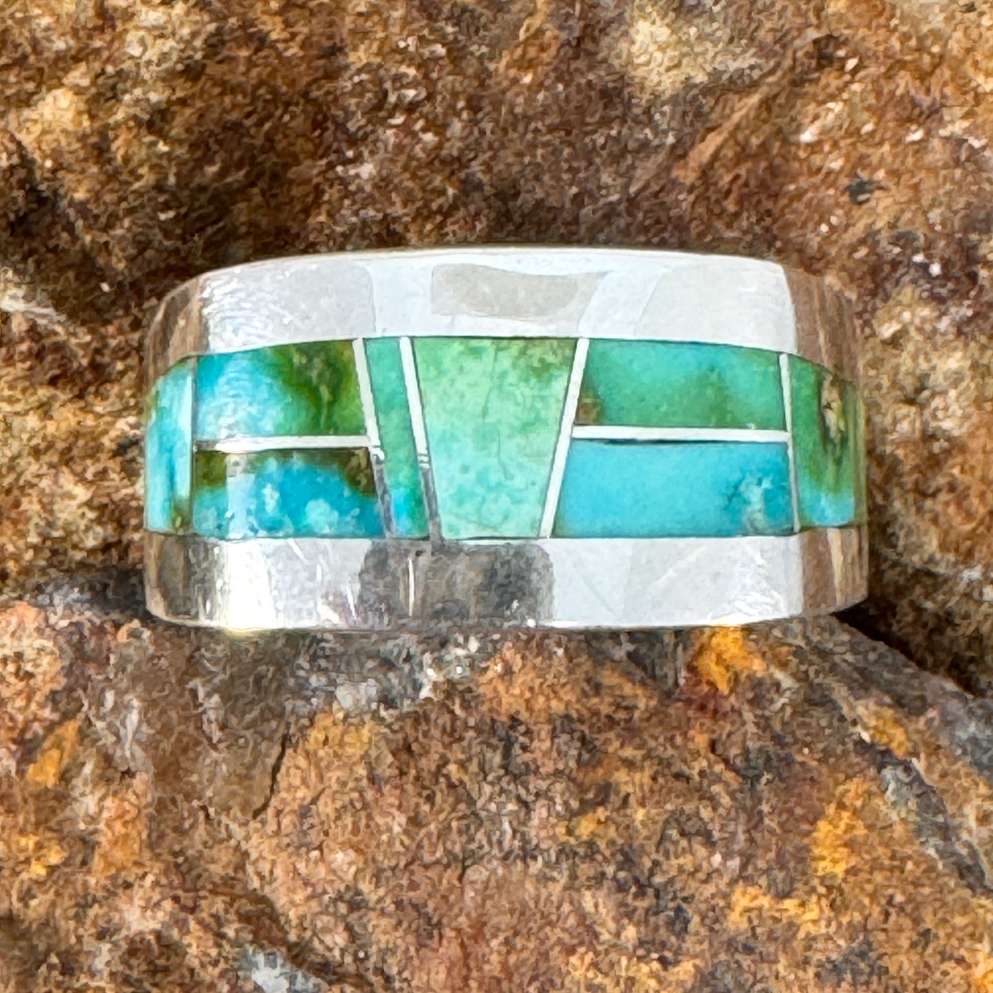 David Rosales Sonoran Gold Inlaid Sterling Silver Ring