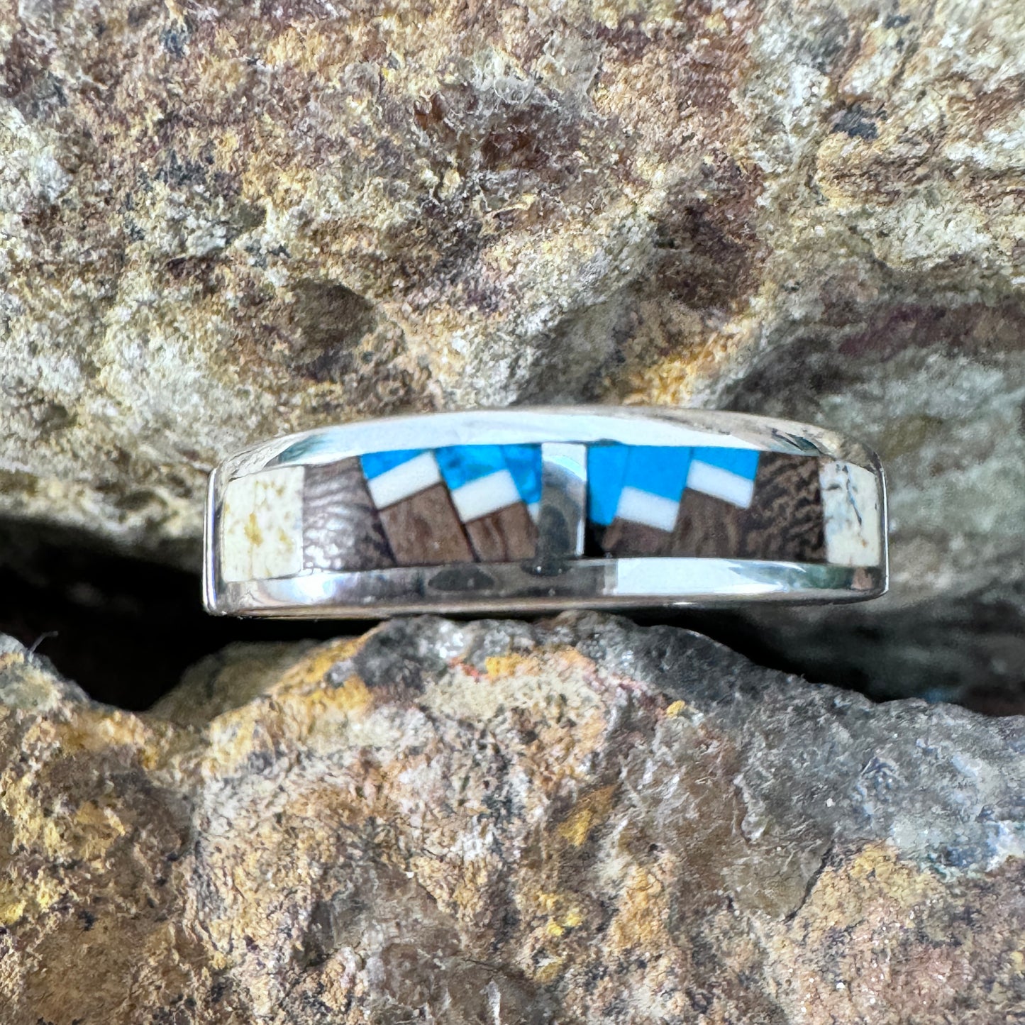 David Rosales Ironwood Inlaid Sterling Silver Ring