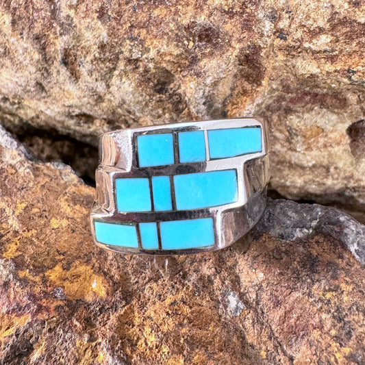 David Rosales Arizona Blue Inlaid Sterling Silver Ring