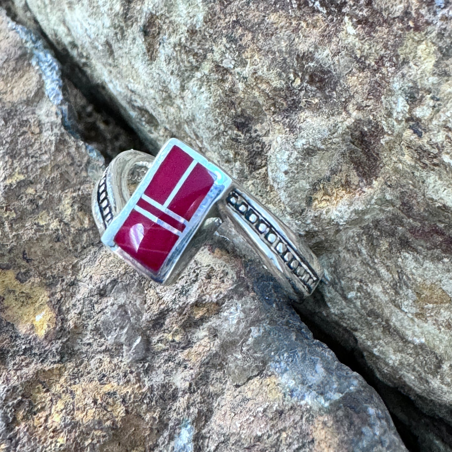 David Rosales Rosarita Inlaid Sterling Silver Ring