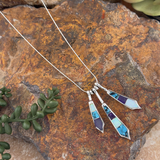 David Rosales Shalako Inlaid Sterling Silver Necklace