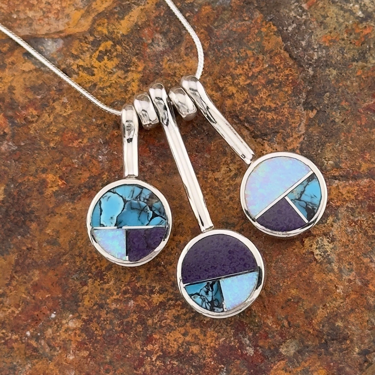 David Rosales Shalako Inlaid Sterling Silver Necklace