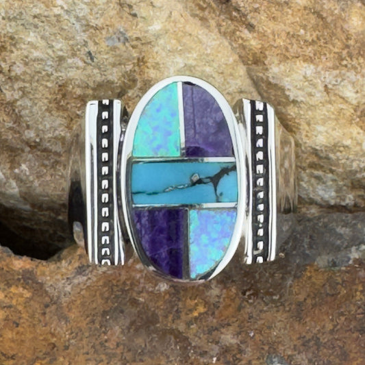 David Rosales Shalako Inlaid Sterling Silver Ring