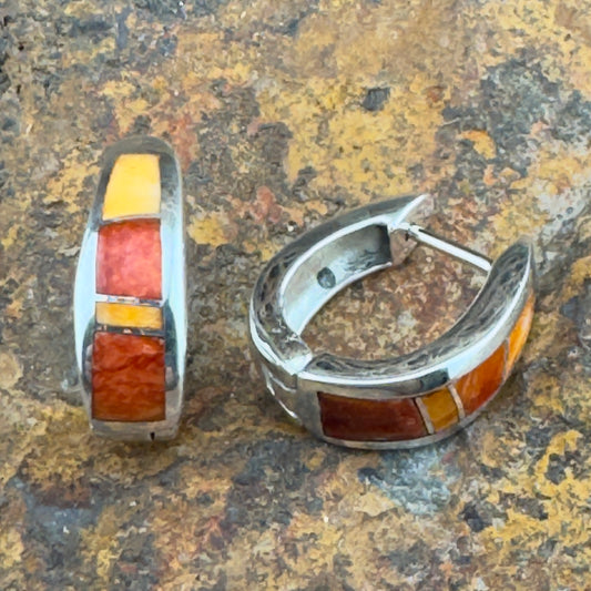 David Rosales Desert Fire Inlaid Sterling Silver Earrings