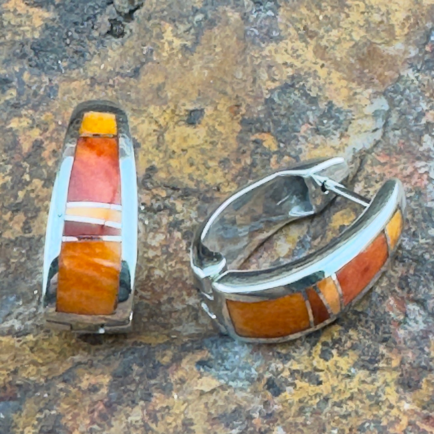 David Rosales Desert Fire Sterling Silver Earrings Huggie