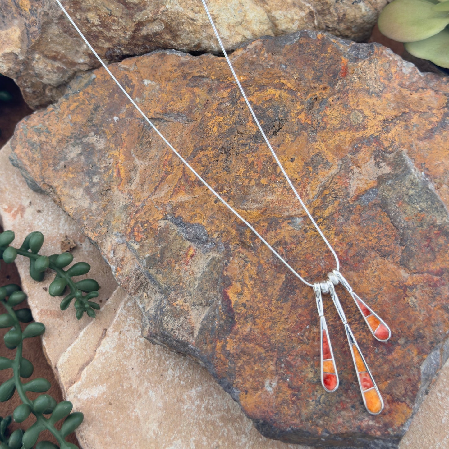 David Rosales Desert Fire Inlay Sterling Silver Necklace