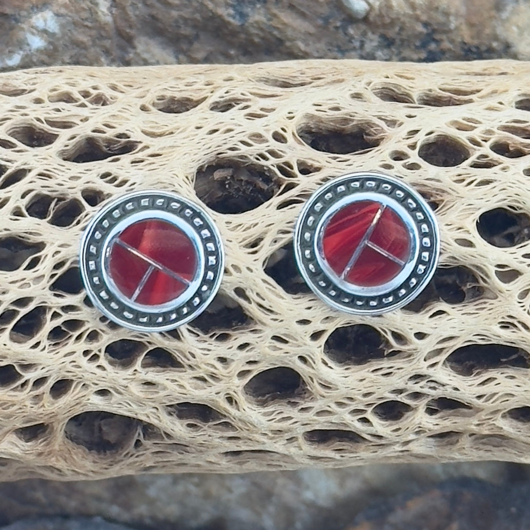 David Rosales Rosarita Inlaid Sterling Silver Earrings
