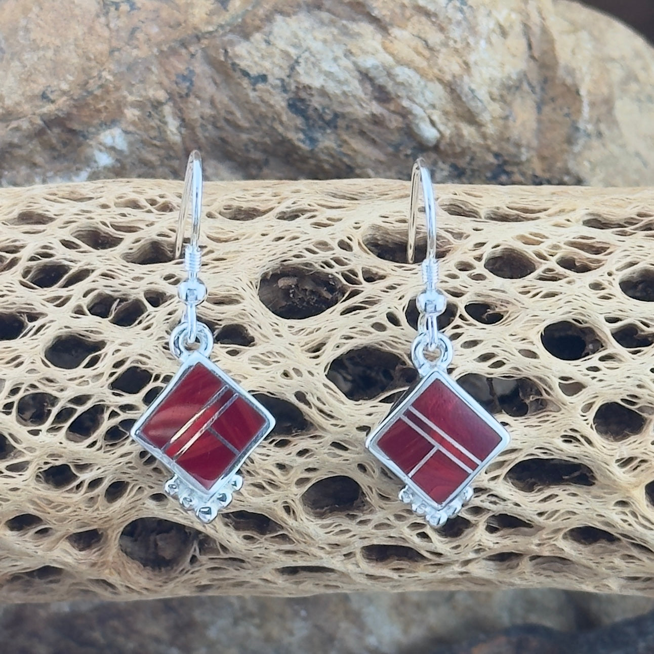 David Rosales Rosarita Inlaid Sterling Silver Earrings