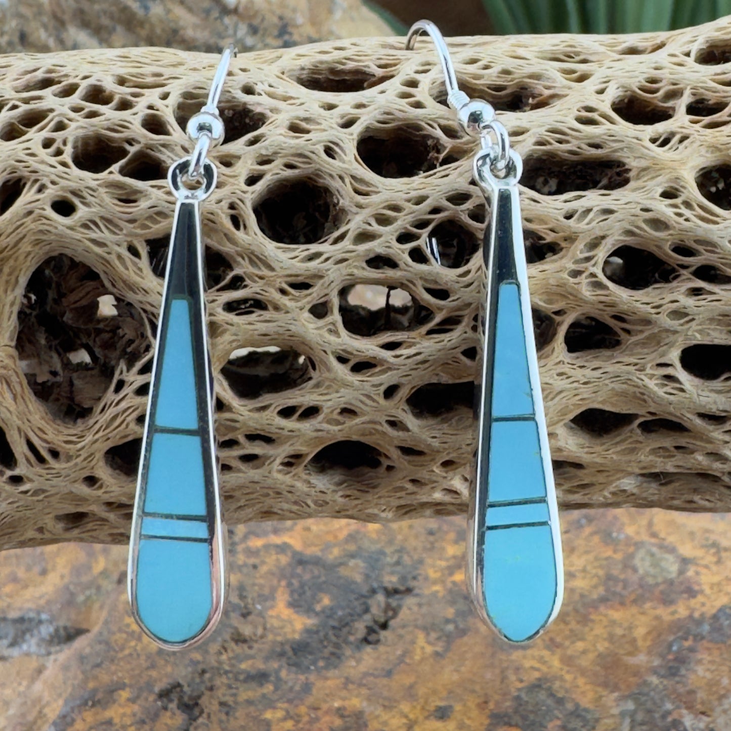 David Rosales Arizona Blue Inlaid Sterling Silver Earrings