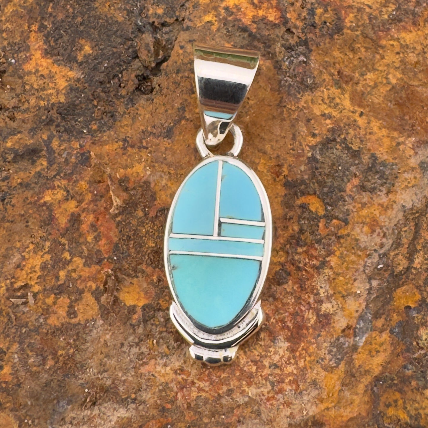David Rosales Arizona Blue Inlaid Sterling Silver Pendant