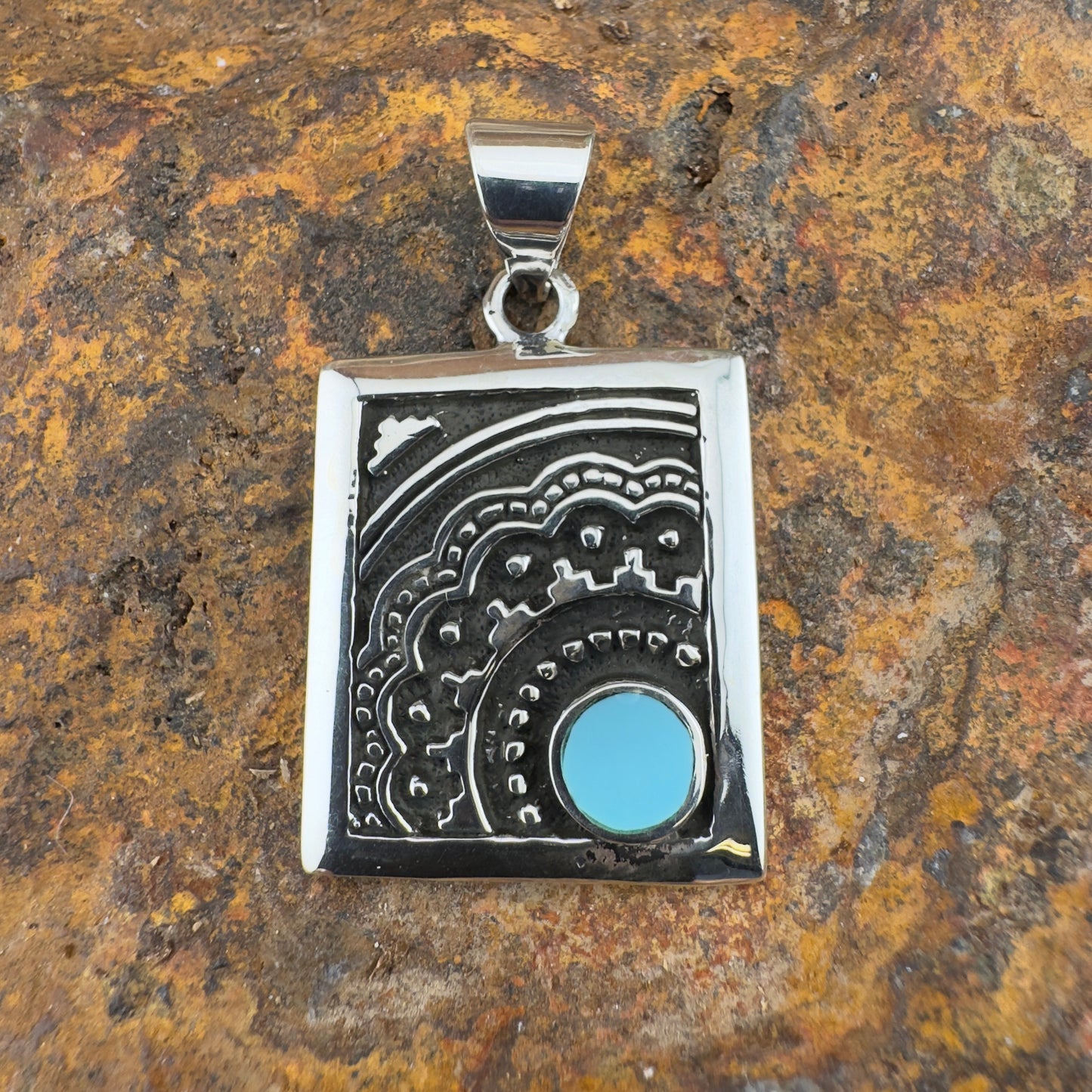 David Rosales Arizona Blue Inlaid Sterling Silver Pendant