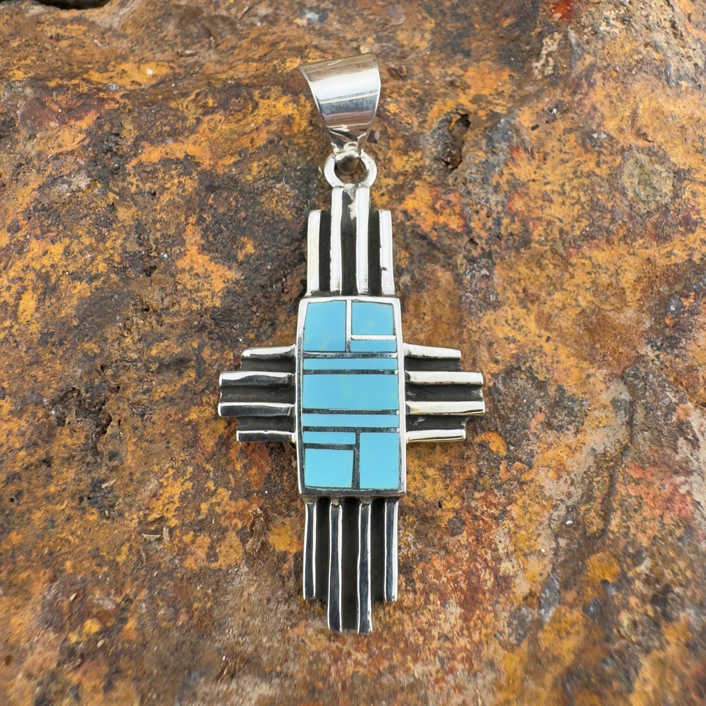 David Rosales Arizona Blue Inlaid Sterling Silver Pendant