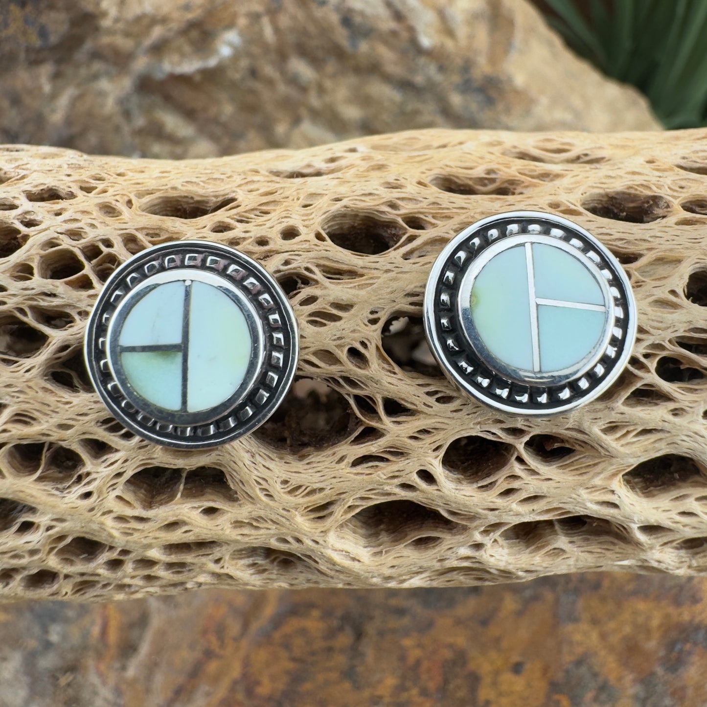 David Rosales Palomino Inlaid Sterling Silver Earrings