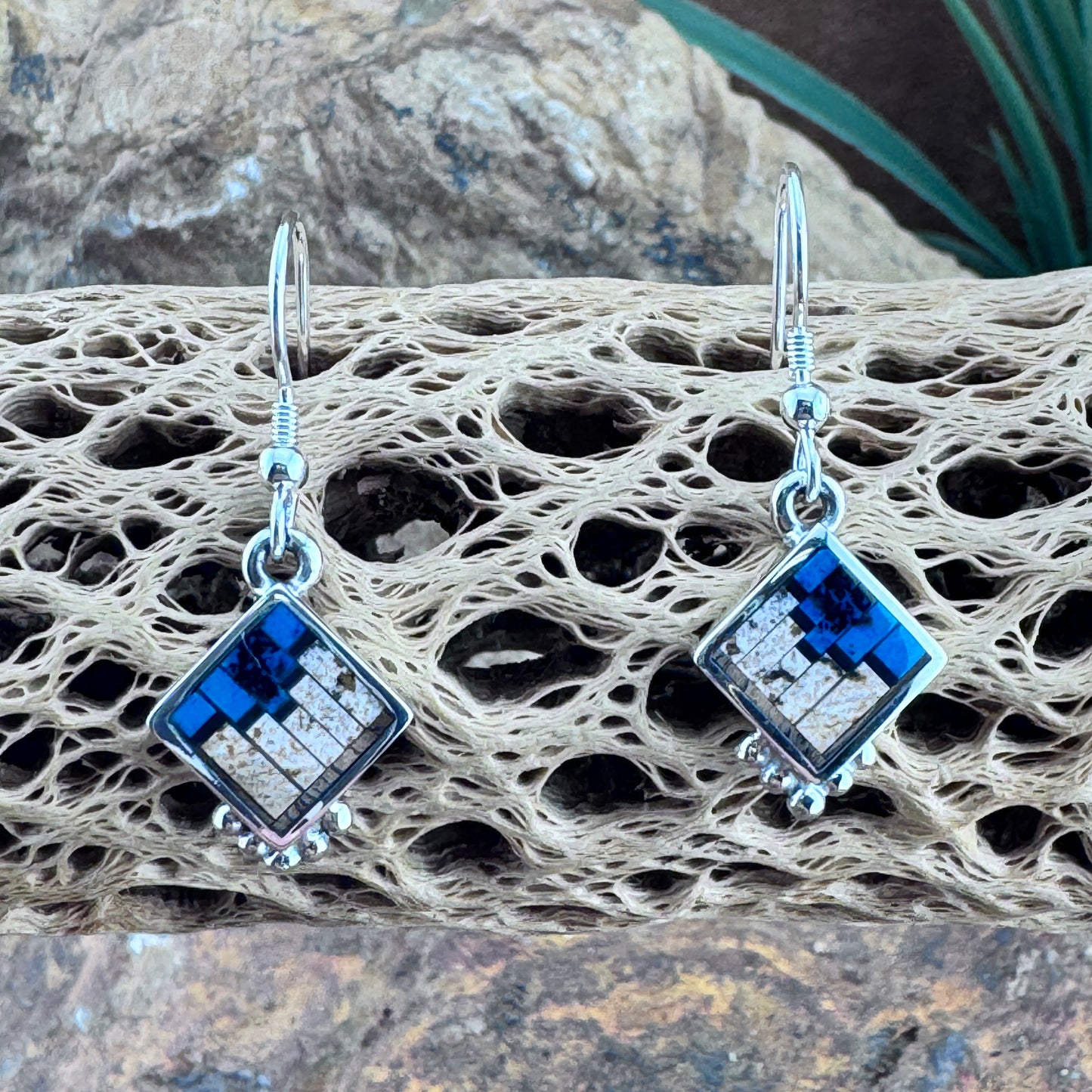 David Rosales Iron Spirit Inlaid Sterling Silver Earrings